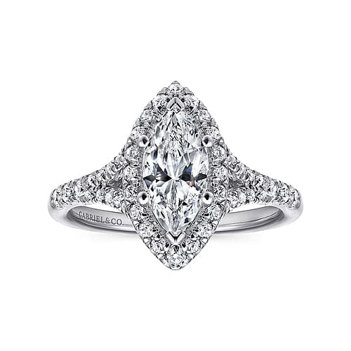 Gabriel Bridal ENGAGEMENT RINGS Verbena - 14K White Gold Marquise Halo Diamond Engagement Ring