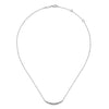 Gabriel Fashion Necklaces and Pendants 14K White Gold Curved Diamond Bar Necklace