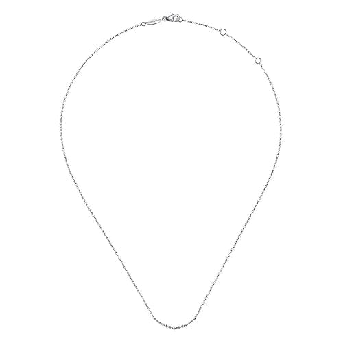 Gabriel Fashion Necklaces and Pendants 14K White Gold Diamond Curved Bar Necklace