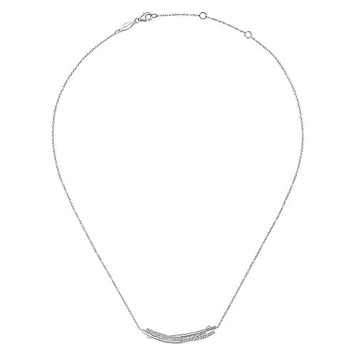 Gabriel Fashion Necklaces and Pendants 925 Sterling Silver White Sapphire Bar Necklace