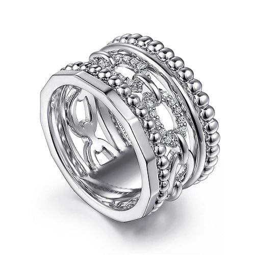 Gabriel Fashion Rings 925 Sterling Silver Bujukan White Sapphire Easy Stackable Ring