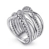 Gabriel Fashion Rings 925 Sterling Silver White Sapphire Criss Cross Ring