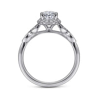 Katriane - Vintage Inspired 14K White Gold Oval Halo Diamond Engagement Ring - Everett Jewelry