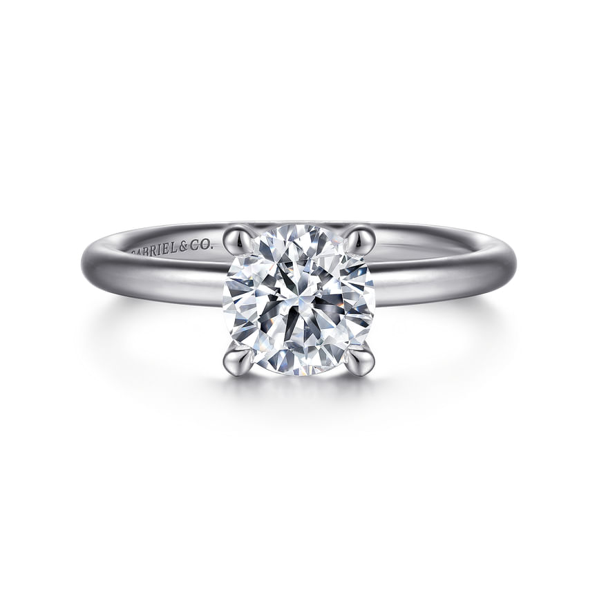 Lark - 14K White Gold Round Solitaire Engagement Ring - Everett Jewelry