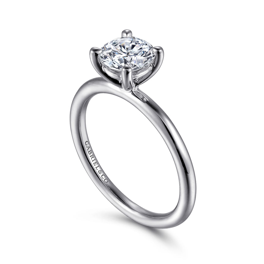 Lark - 14K White Gold Round Solitaire Engagement Ring - Everett Jewelry