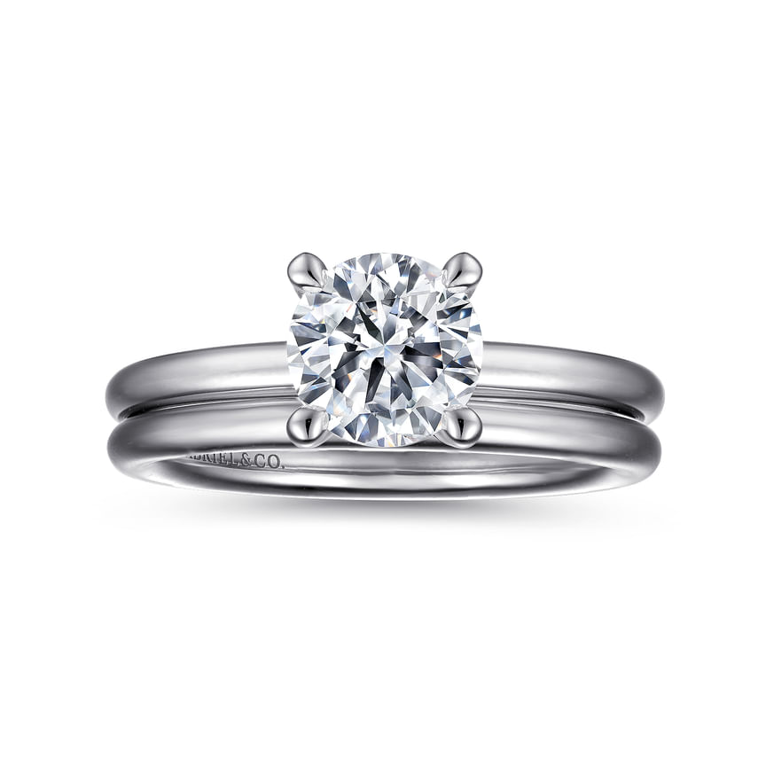 Lark - 14K White Gold Round Solitaire Engagement Ring - Everett Jewelry