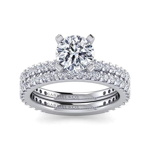Logan - 14K White Gold Round Diamond Engagement Ring - Everett Jewelry