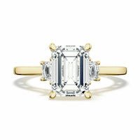 Lunetta Crescent | Emerald 3 - Stone Engagement Ring - Everett Jewelry