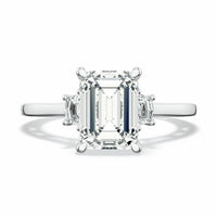 Lunetta Crescent | Emerald 3 - Stone Engagement Ring - Everett Jewelry