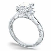 Lunetta Crescent | Emerald 3 - Stone Engagement Ring - Everett Jewelry