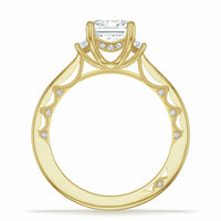 Lunetta Crescent | Emerald 3 - Stone Engagement Ring - Everett Jewelry