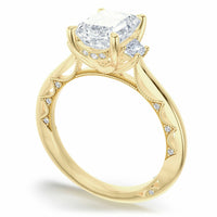 Lunetta Crescent | Emerald 3 - Stone Engagement Ring - Everett Jewelry