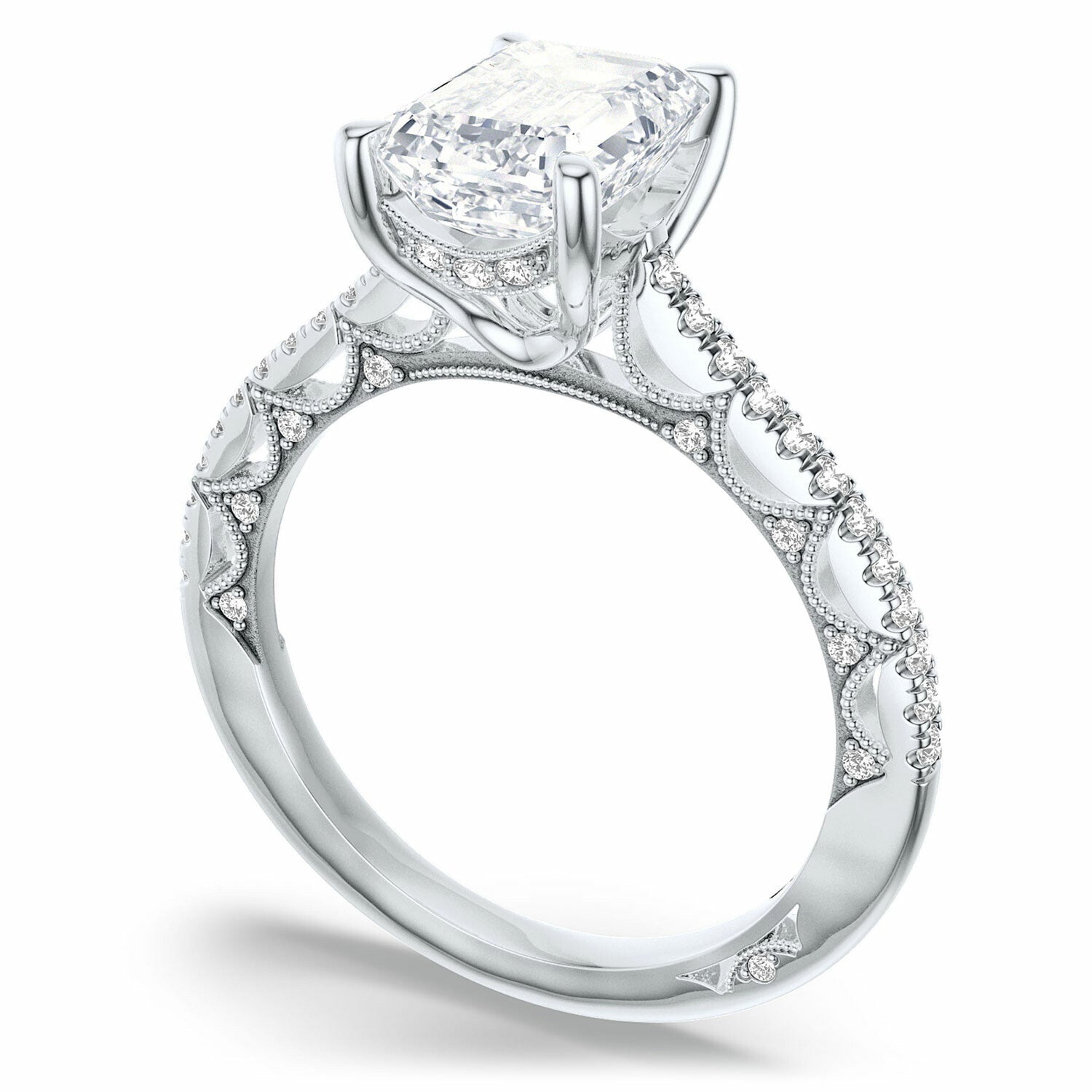 Lunetta Crescent | Emerald Solitaire Engagement Ring - Everett Jewelry