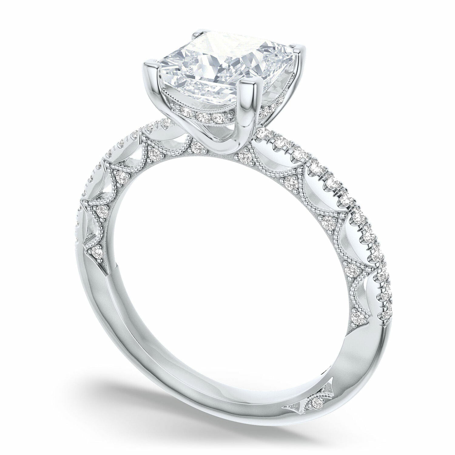 Lunetta Crescent | Princess Solitaire Engagement Ring - Everett Jewelry