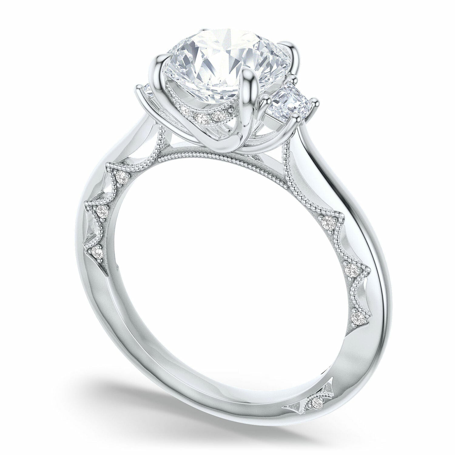Lunetta Crescent | Round 3 - Stone Engagement Ring - Everett Jewelry