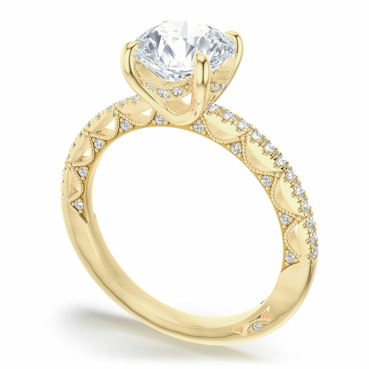 Lunetta Crescent | Round Solitaire Engagement Ring 3 - Everett Jewelry
