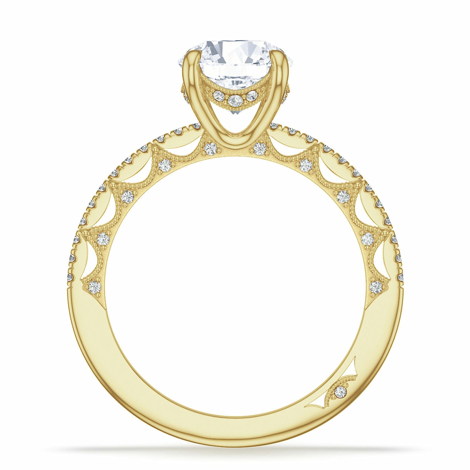 Lunetta Crescent | Round Solitaire Engagement Ring 3 - Everett Jewelry
