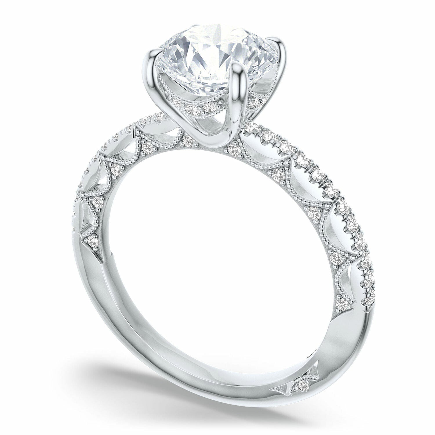 Lunetta Crescent | Round Solitaire Engagement Ring 3 - Everett Jewelry