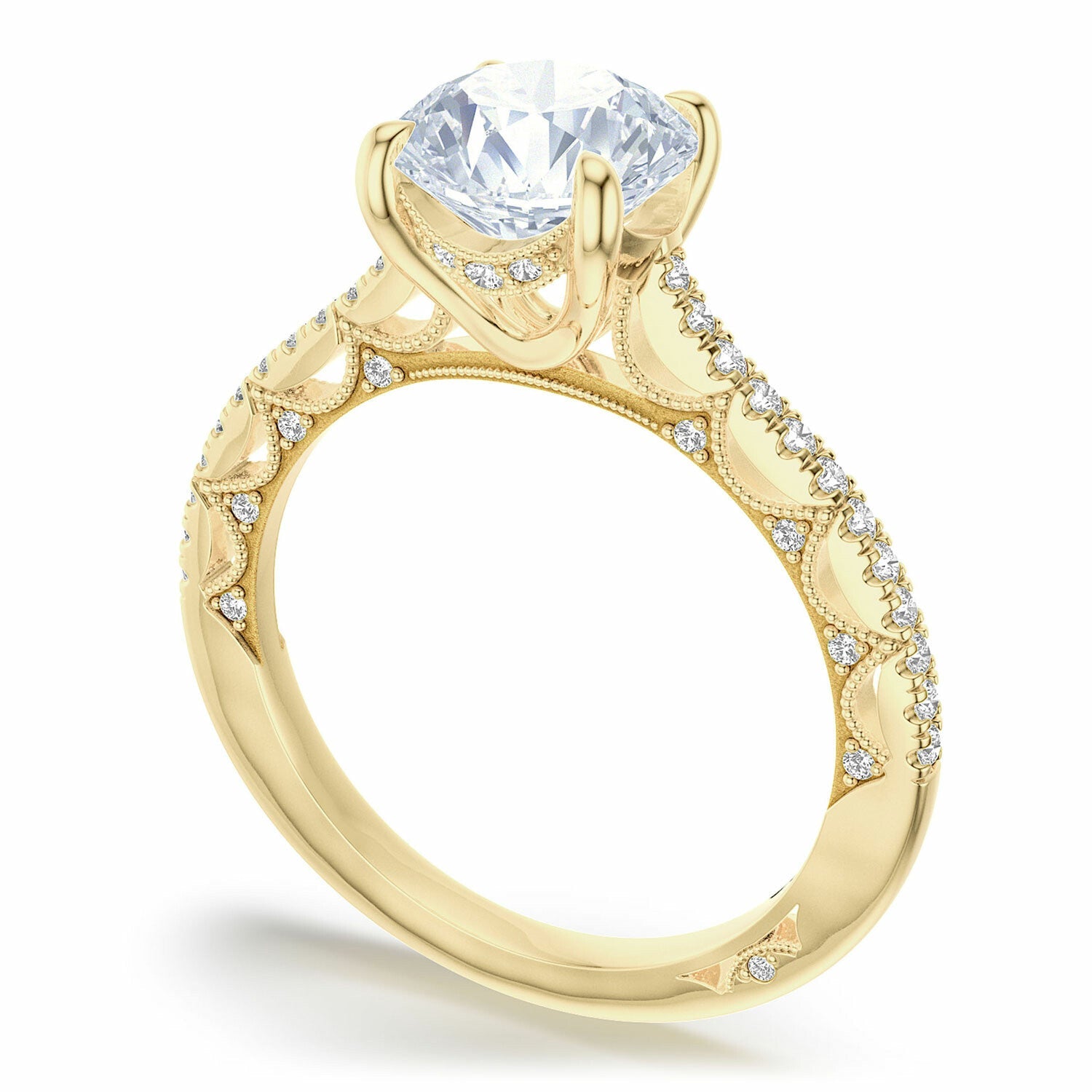 Lunetta Crescent | Round Solitaire Engagement Ring - Everett Jewelry