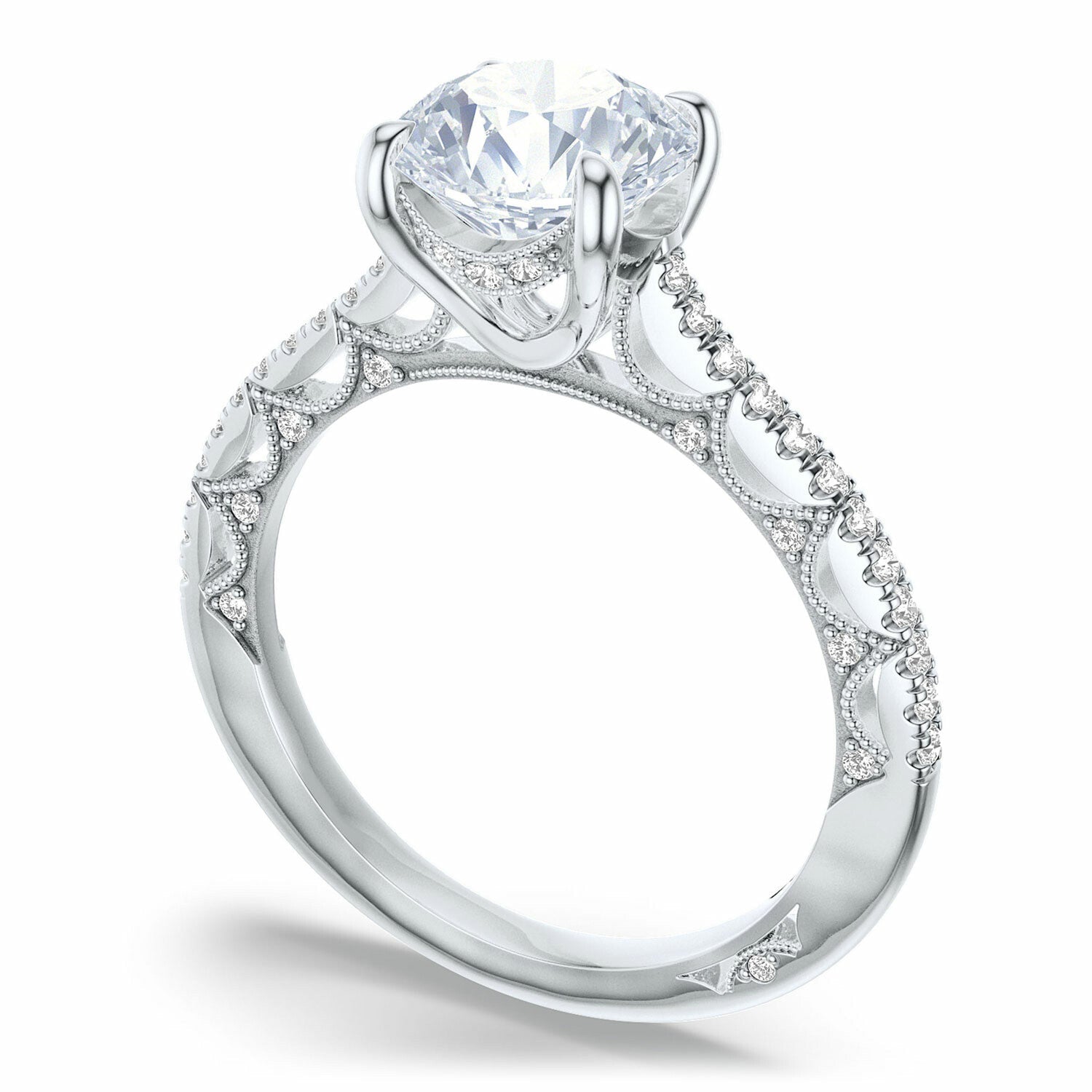 Lunetta Crescent | Round Solitaire Engagement Ring - Everett Jewelry