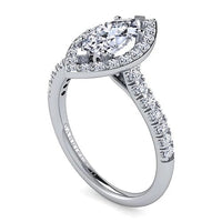 Lyla - 14K White Gold Marquise Halo Diamond Engagement Ring - Everett Jewelry