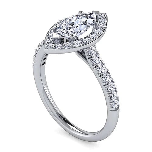 Lyla - 14K White Gold Marquise Halo Diamond Engagement Ring - Everett Jewelry