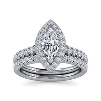 Lyla - 14K White Gold Marquise Halo Diamond Engagement Ring - Everett Jewelry