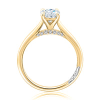 Solitaire Oval Center Diamond Engagement Ring with Peek-A-Boo Diamonds