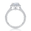 Oval Cut Diamond Engagement Ring with Oval Shaped Halo and Diamond Pave Band