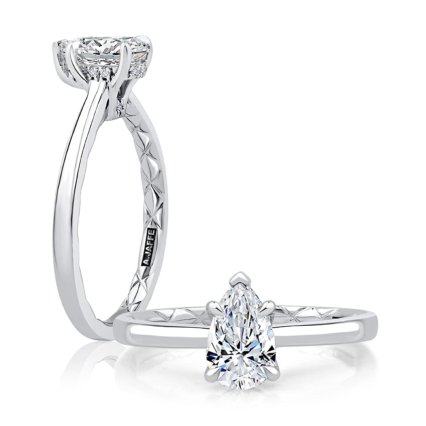 Five Prongs Solitaire Pear Cut Diamond Engagement Ring