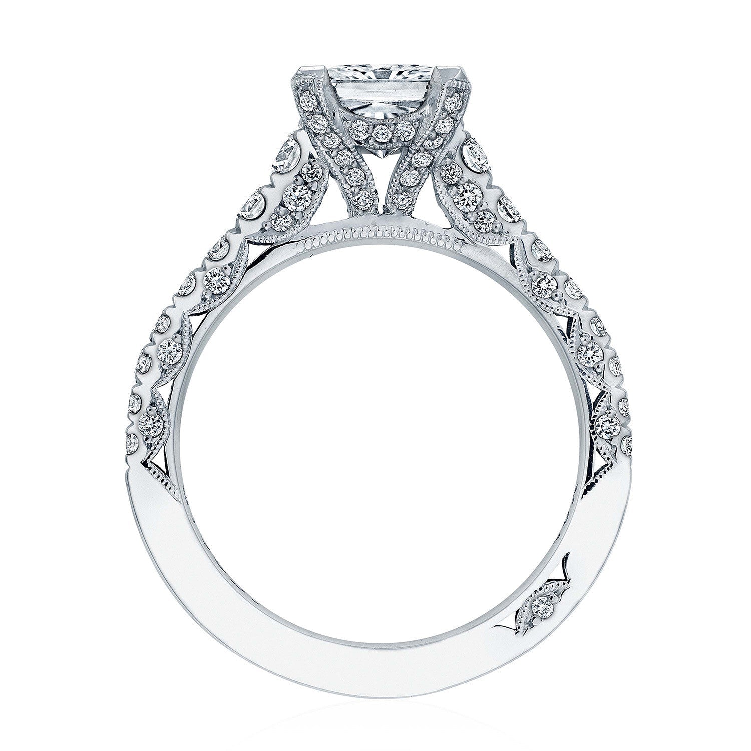 Petite Crescent | Princess Solitaire Engagement Ring - Everett Jewelry