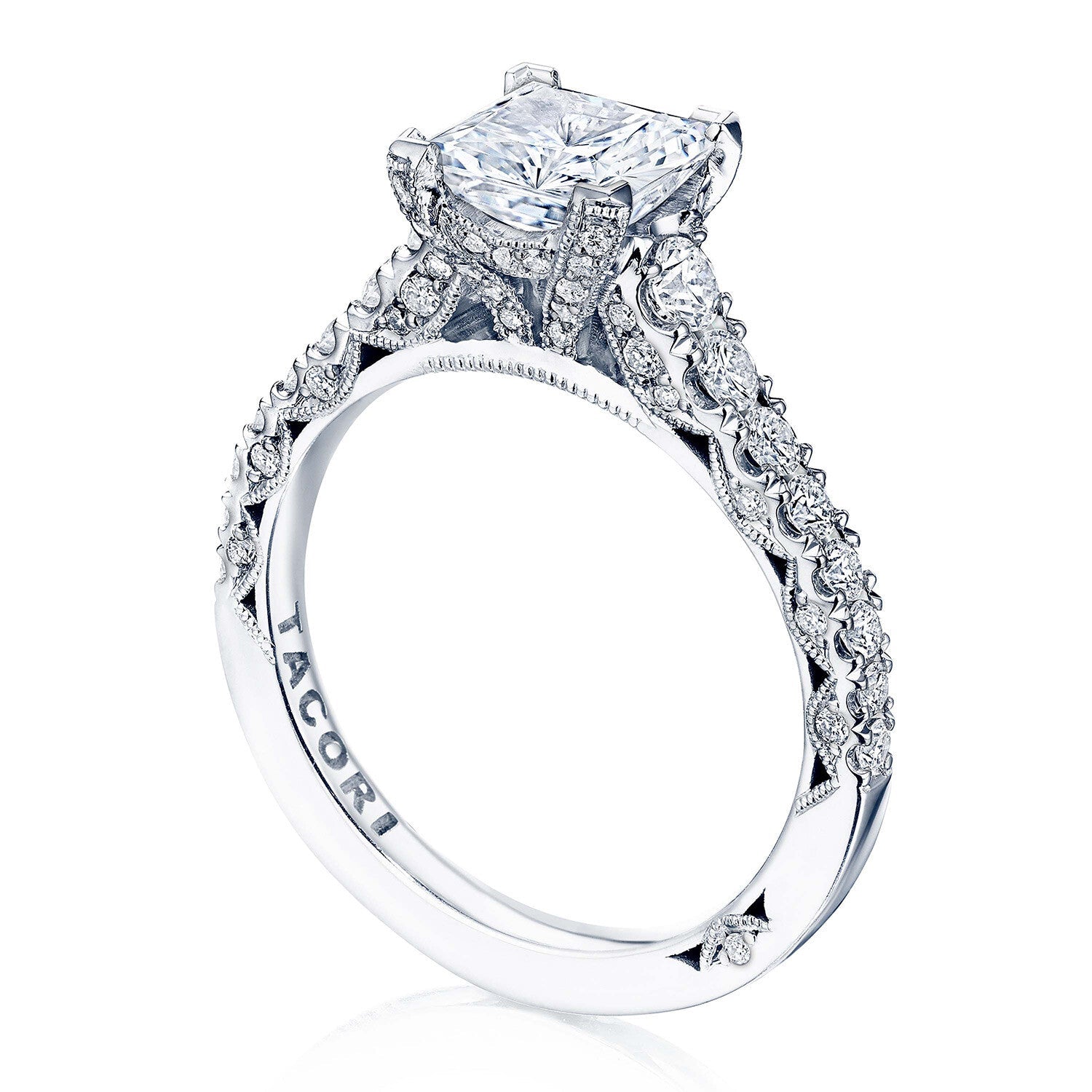 Petite Crescent | Princess Solitaire Engagement Ring - Everett Jewelry