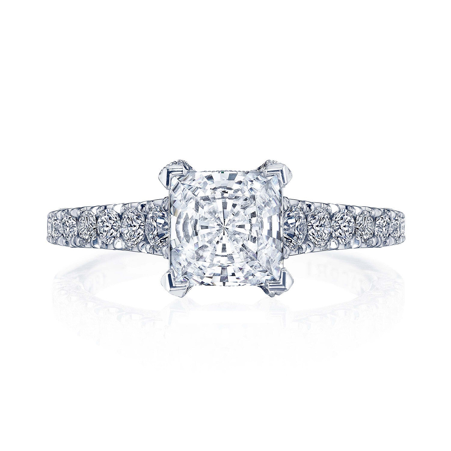 Petite Crescent | Princess Solitaire Engagement Ring - Everett Jewelry