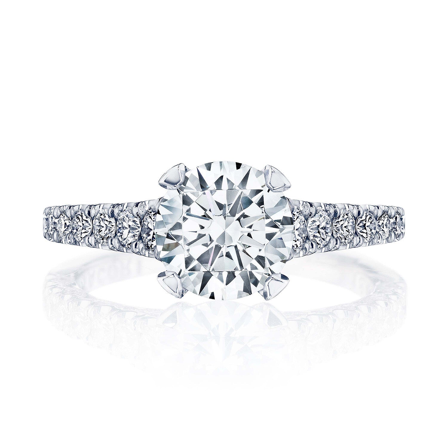 Petite Crescent | Round Solitaire Engagement Ring - Everett Jewelry