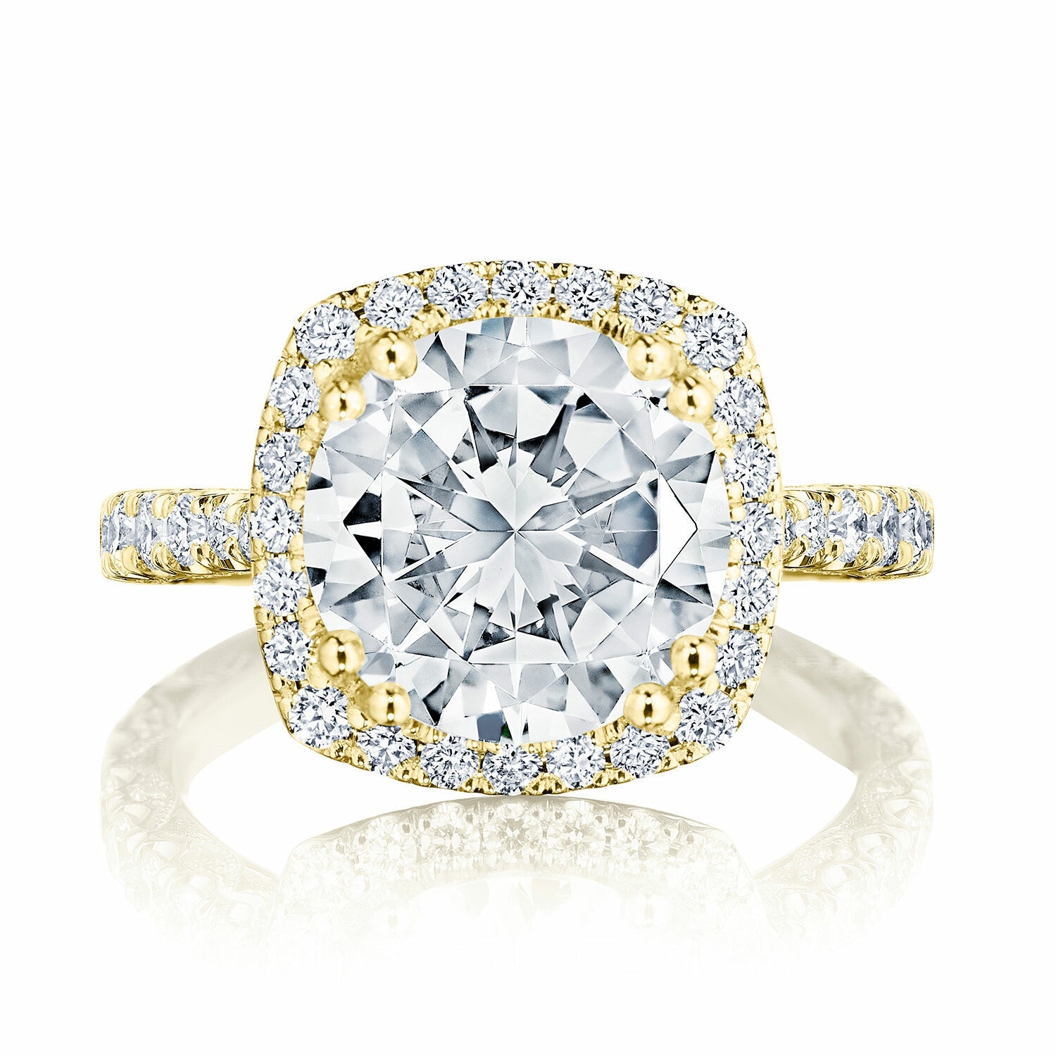Petite Crescent RoyalT | Cushion Bloom Engagement Ring - Everett Jewelry