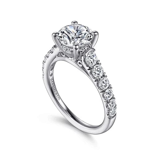 Piper - 14K White Gold Round Diamond Engagement Ring - Everett Jewelry