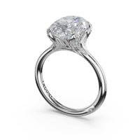 Sculpted Crescent | Oval Petal - Crown Pavé Accent Solitaire - Everett Jewelry