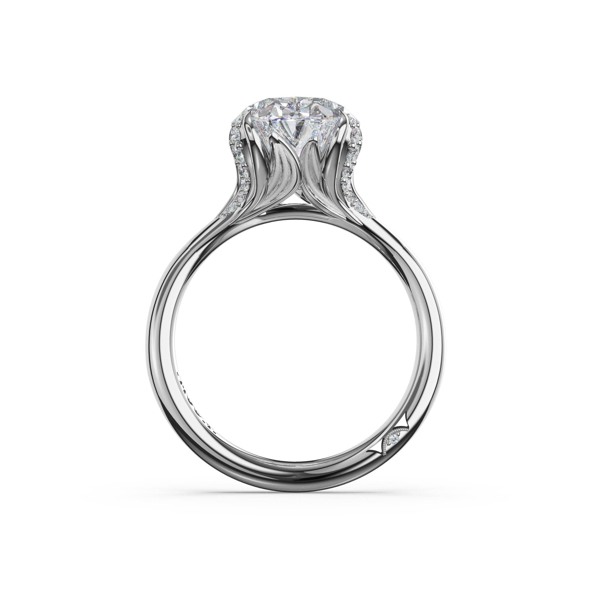 Sculpted Crescent | Oval Petal - Crown Pavé Accent Solitaire - Everett Jewelry