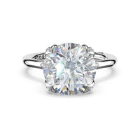 Sculpted Crescent | Round Petal - Crown Pavé Accent Solitaire - Everett Jewelry