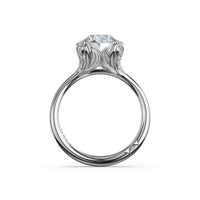Sculpted Crescent | Round Petal - Crown Pavé Accent Solitaire - Everett Jewelry