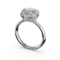 Sculpted Crescent | Round Petal - Crown Pavé Accent Solitaire - Everett Jewelry