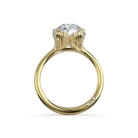 Sculpted Crescent | Round Petal - Crown Pavé Accent Solitaire - Everett Jewelry