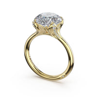 Sculpted Crescent | Round Petal - Crown Pavé Accent Solitaire - Everett Jewelry