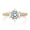Six Prong Round Center Diamond Engagement Ring with Diamond Band - Everett Jewelry