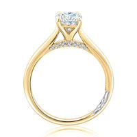 Solitaire Oval Center Diamond Engagement Ring with Peek - A - Boo Diamonds - Everett Jewelry