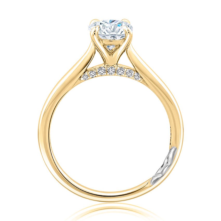 Solitaire Oval Center Diamond Engagement Ring with Peek - A - Boo Diamonds - Everett Jewelry