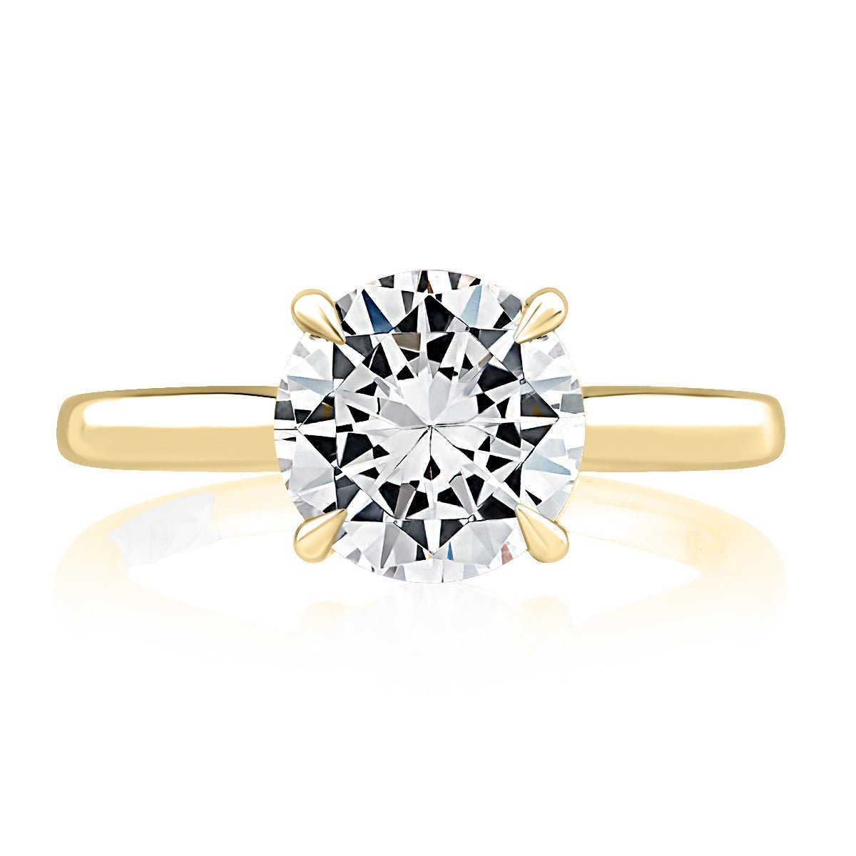 Solitaire Round Center Diamond Engagement Ring with Peek - A - Boo Diamonds - Everett Jewelry