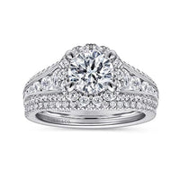 Sorrel - 14K White Gold Round Halo Diamond Channel Set Engagement Ring - Everett Jewelry
