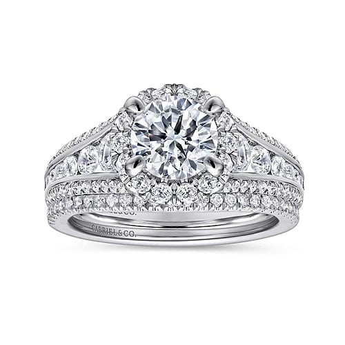 Sorrel - 14K White Gold Round Halo Diamond Channel Set Engagement Ring - Everett Jewelry