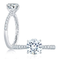 Tapered Diamond Pavé Engagement Ring with Quilted Interior - Everett Jewelry